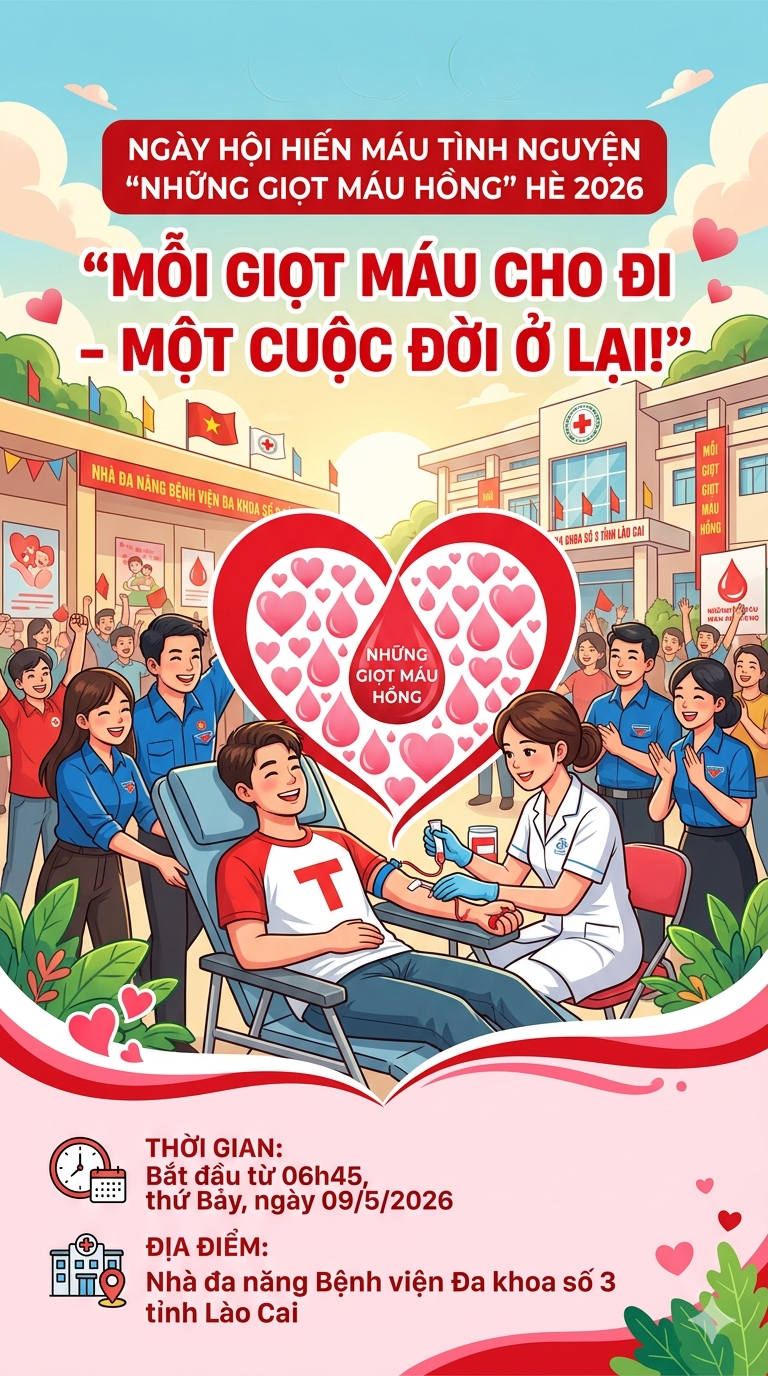 Hình ảnh tin tức NGÀY HỘI HIẾN MÁU TÌNH NGUYỆN HÈ 2026: “NHỮNG GIỌT MÁU HỒNG”
